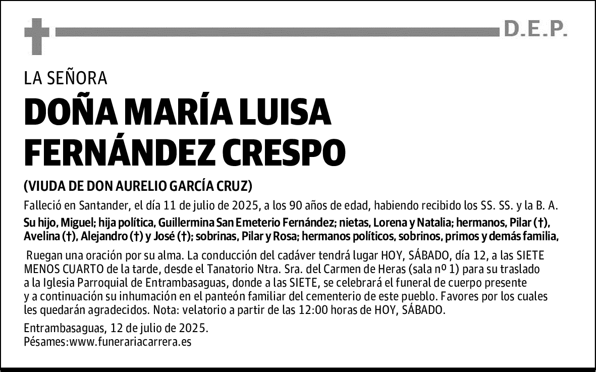DOÑA MARÍA LUISA FERNÁNDEZ CRESPO