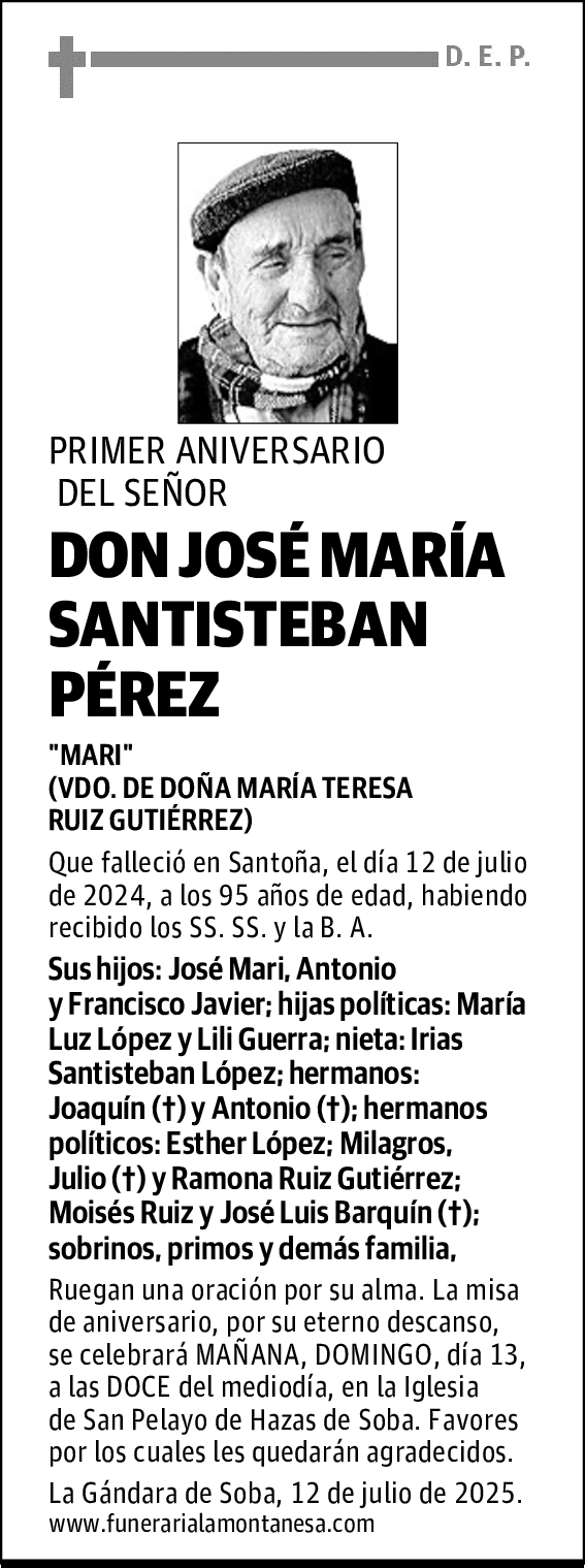 DON JOSÉ MARÍA SANTISTEBAN PÉREZ