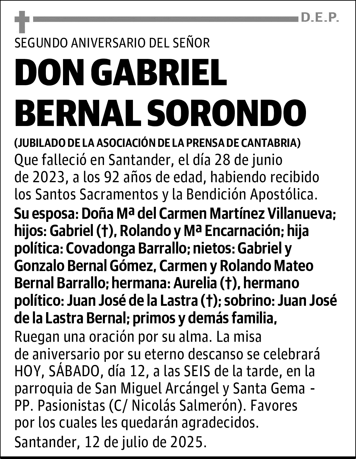 DON GABRIEL BERNAL SORONDO