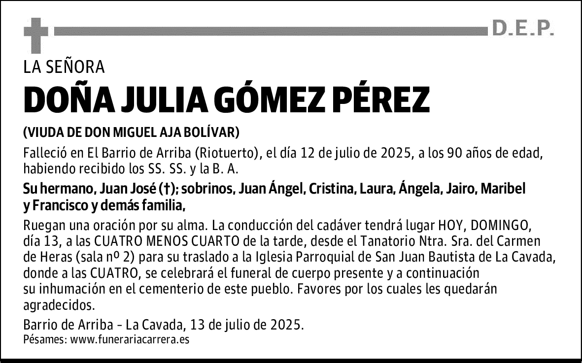 DOÑA JULIA GÓMEZ PÉREZ