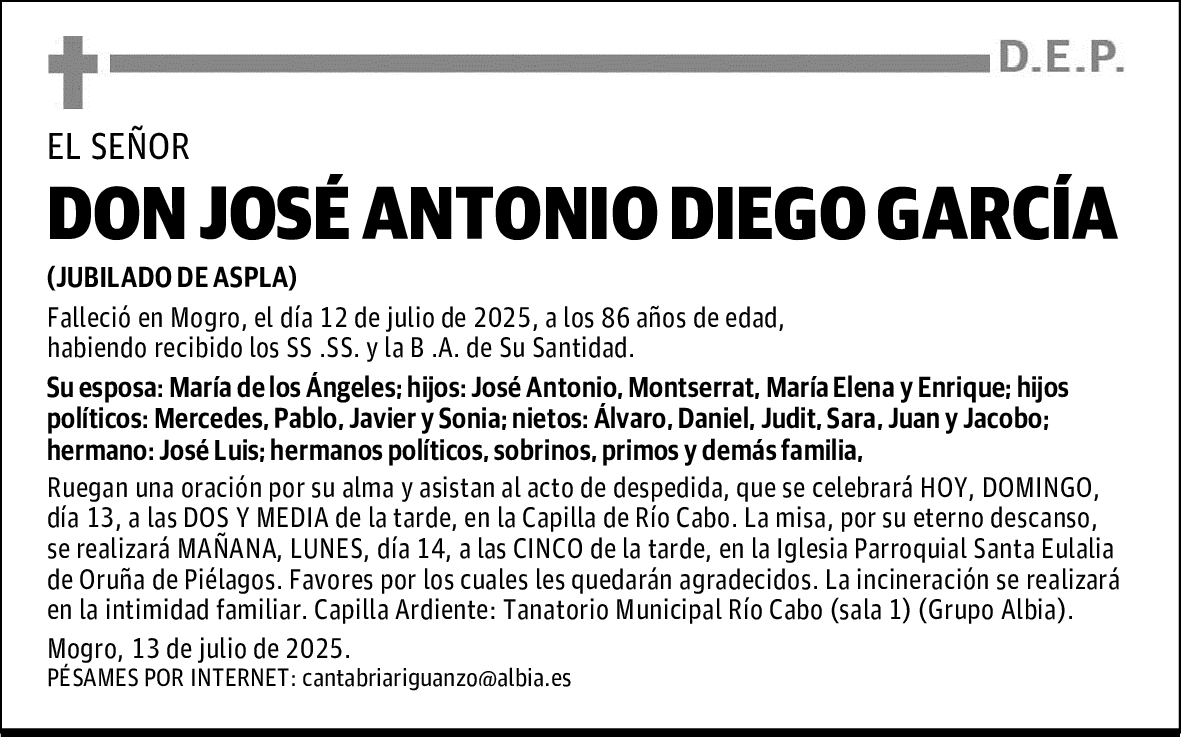 DON JOSÉ ANTONIO DIEGO GARCÍA