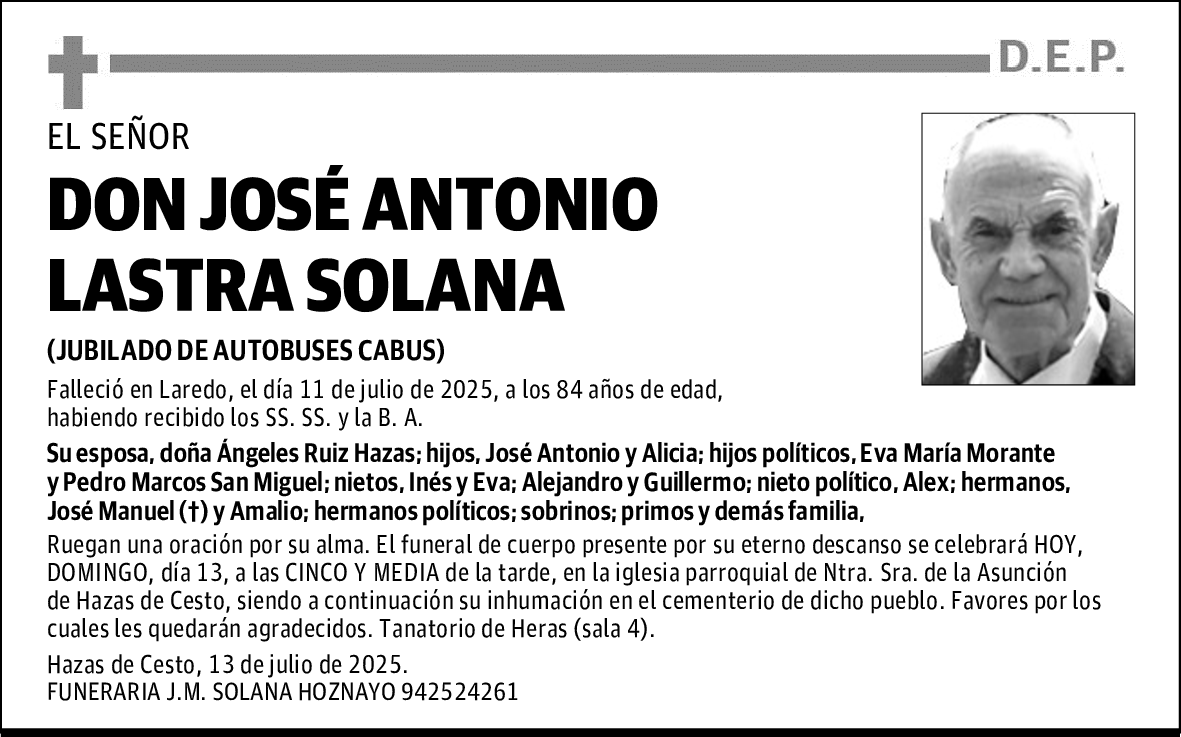 DON JOSÉ ANTONIO LASTRA SOLANA