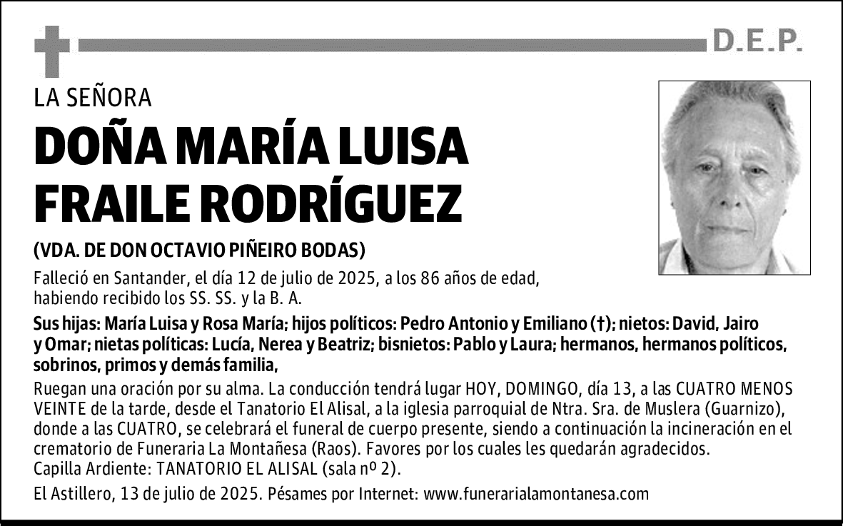 DOÑA MARÍA LUISA FRAILE RODRÍGUEZ