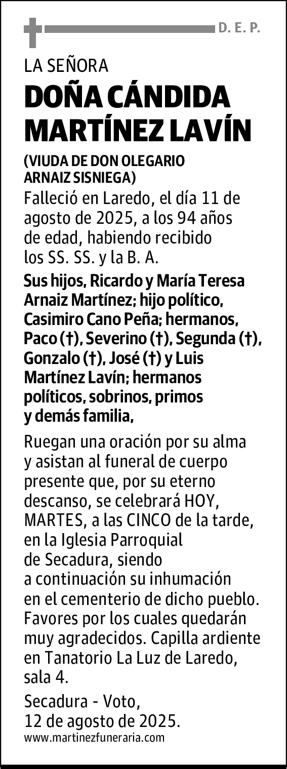 DOÑA CÁNDIDA MARTÍNEZ LAVÍN