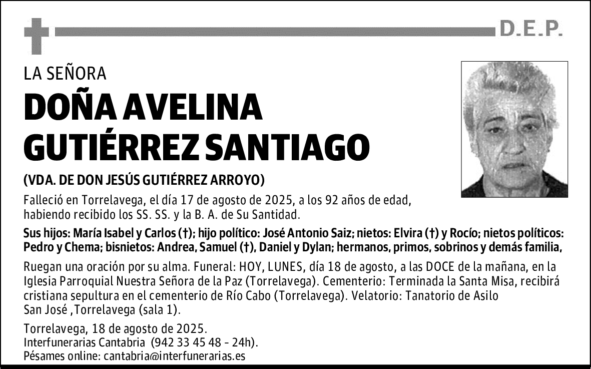 DOÑA AVELINA GUTIÉRREZ SANTIAGO