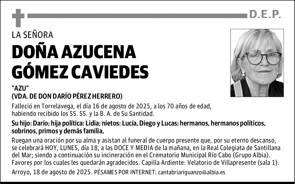 DOÑA AZUCENA GÓMEZ CAVIEDES