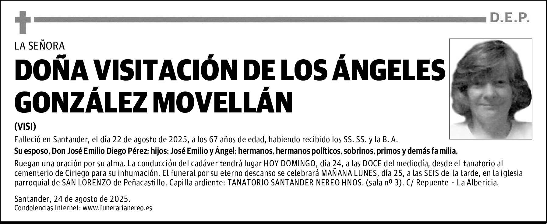DOÑA VISITACIÓN DE LOS ÁNGELES GONZÁLEZ MOVELLÁN
