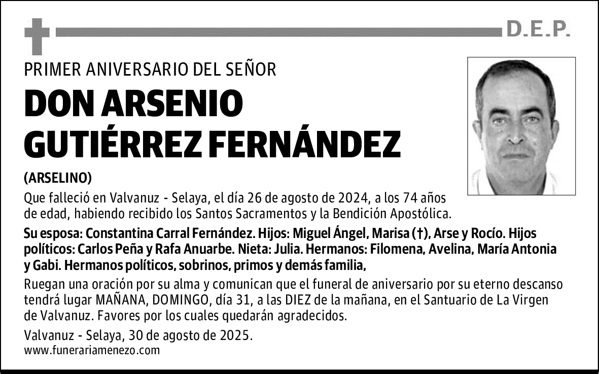 DON ARSENIO GUTIÉRREZ FERNÁNDEZ