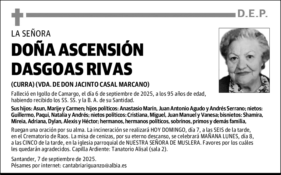 DOÑA ASCENSIÓN DASGOAS RIVAS
