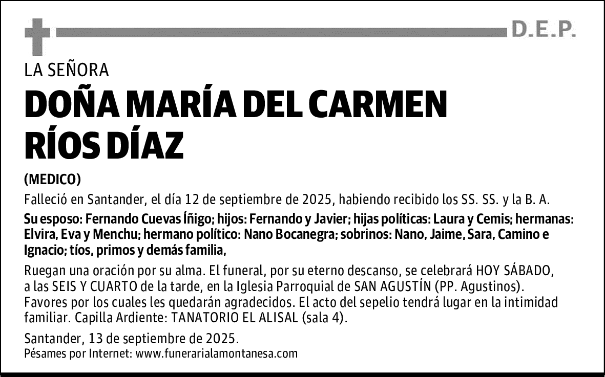 DOÑA MARÍA DEL CARMEN RÍOS DÍAZ