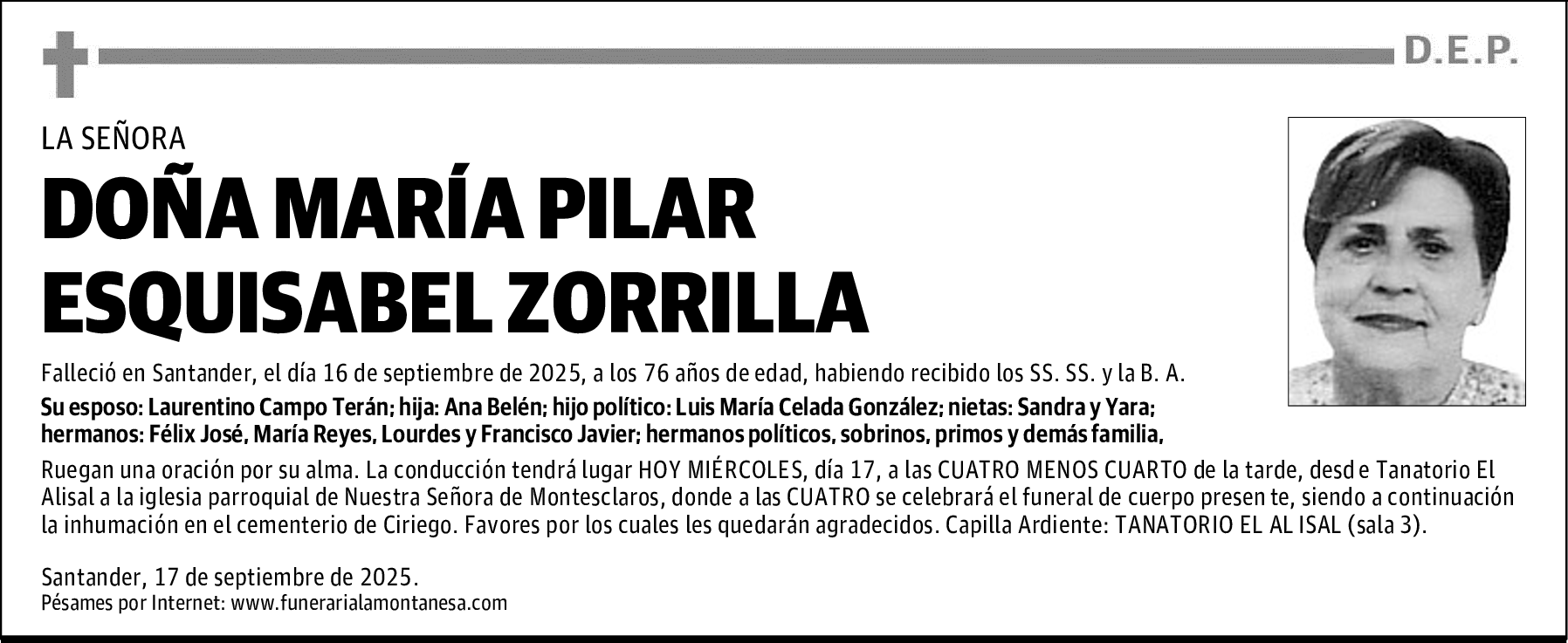 DOÑA MARÍA PILAR ESQUISABEL ZORRILLA