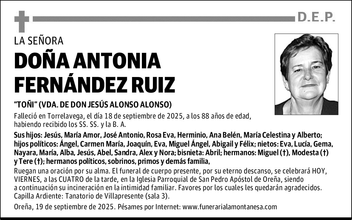 DOÑA ANTONIA FERNÁNDEZ RUIZ
