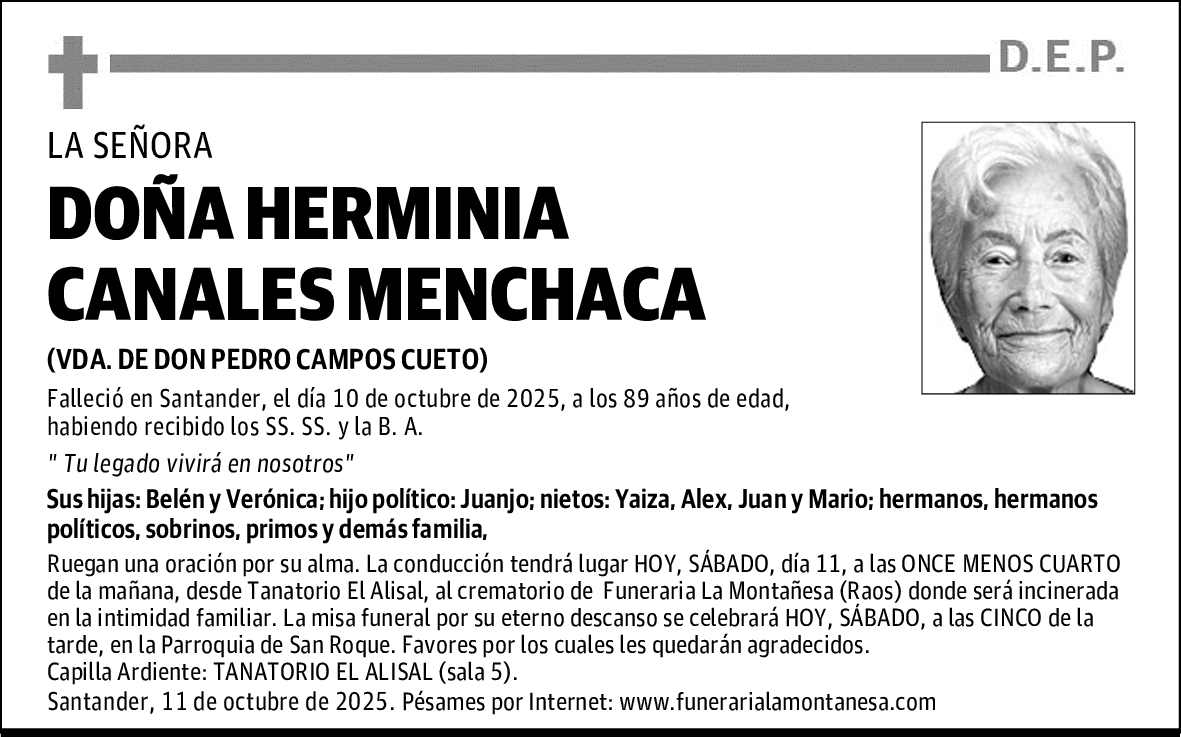 DOÑA HERMINIA CANALES MENCHACA