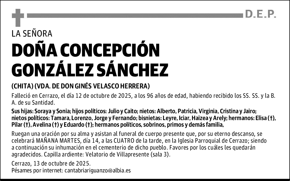 DOÑA CONCEPCIÓN GONZÁLEZ SÁNCHEZ