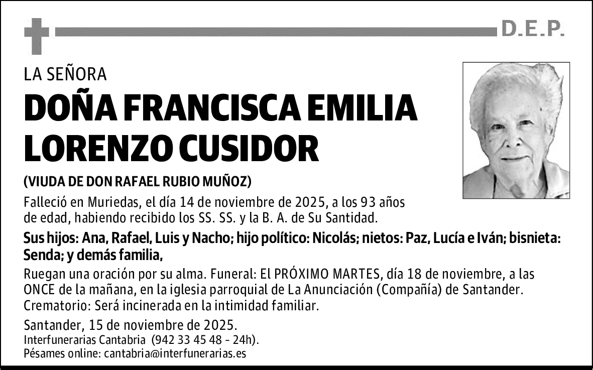 DOÑA FRANCISCA EMILIA LORENZO CUSIDOR