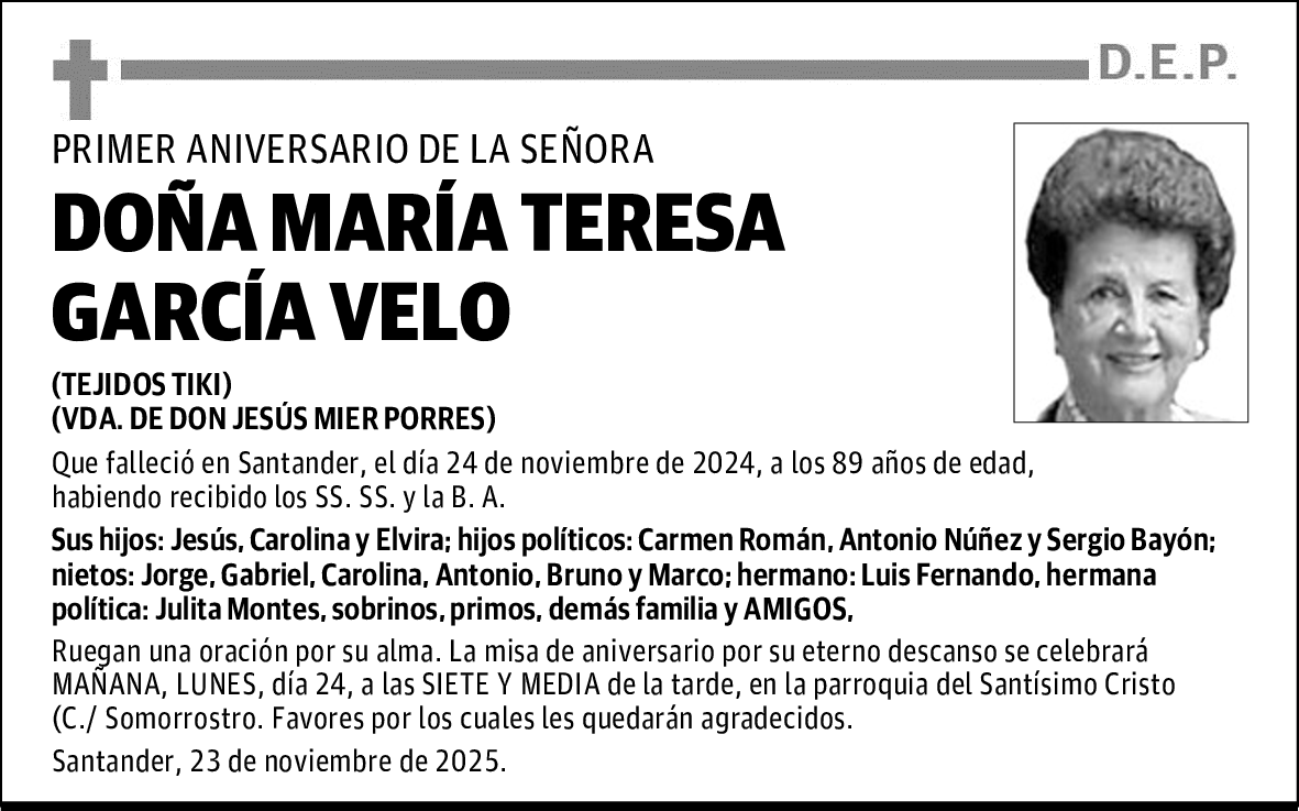 DOÑA MARÍA TERESA GARCÍA VELO