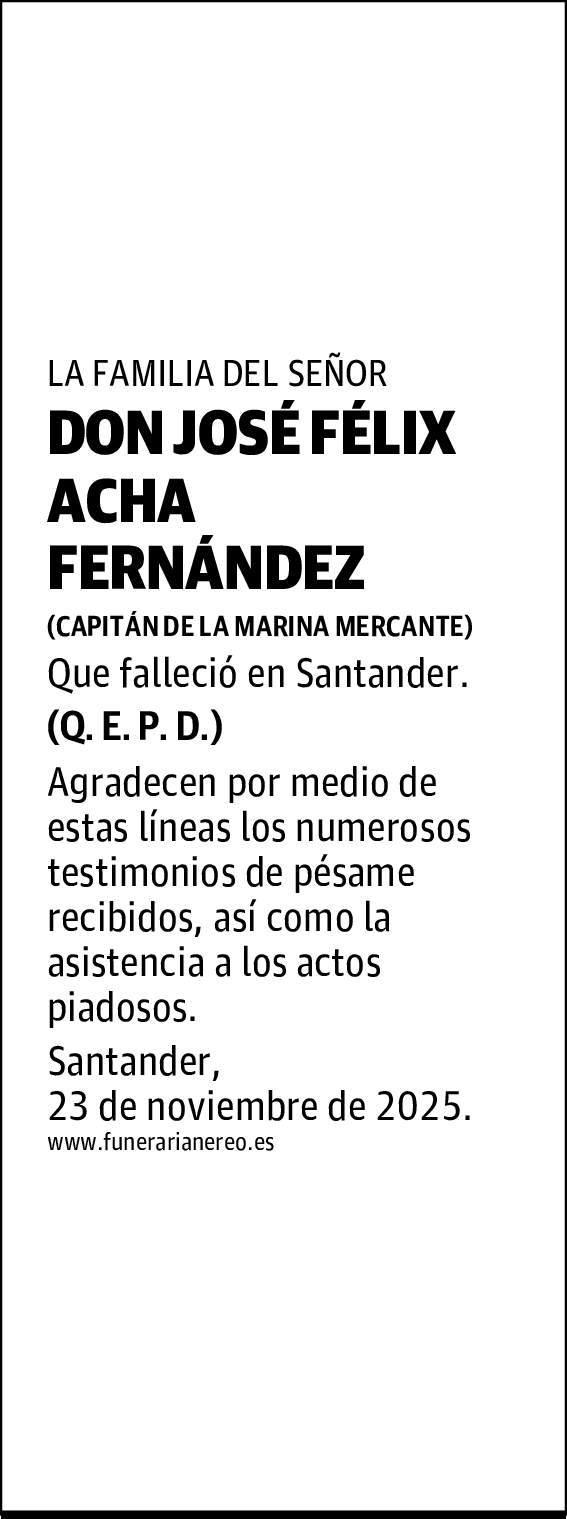 DON JOSÉ FÉLIX ACHA FERNÁNDEZ