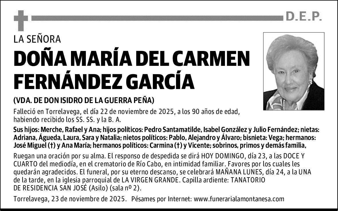 DOÑA MARÍA DEL CARMEN FERNÁNDEZ GARCÍA