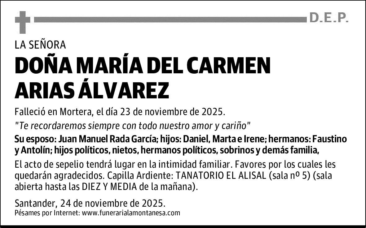 DOÑA MARÍA DEL CARMEN ARIAS ÁLVAREZ