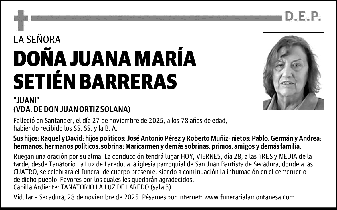 DOÑA JUANA MARÍA SETIÉN BARRERAS