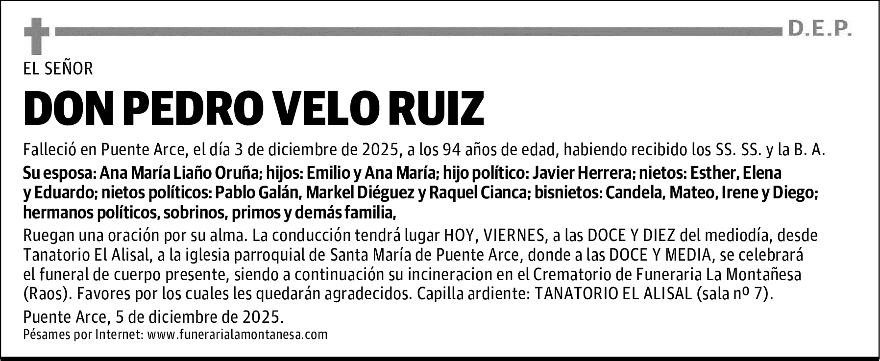 DON PEDRO VELO RUIZ