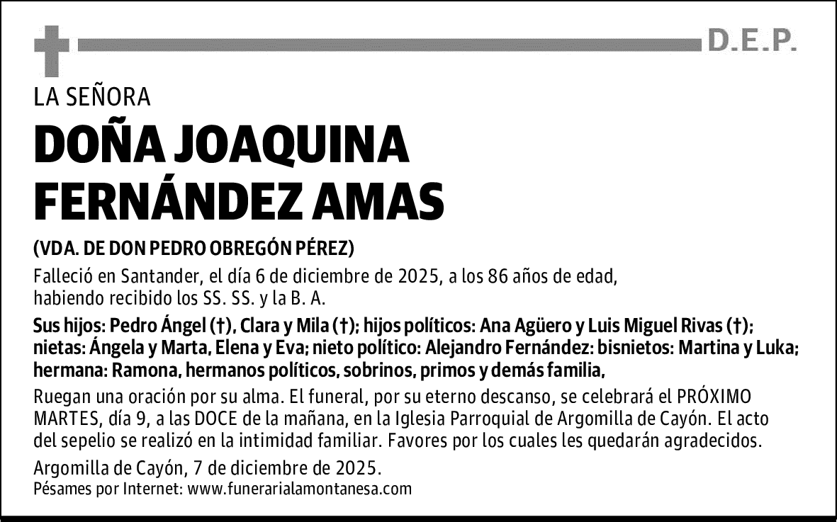 DOÑA JOAQUINA FERNÁNDEZ AMAS