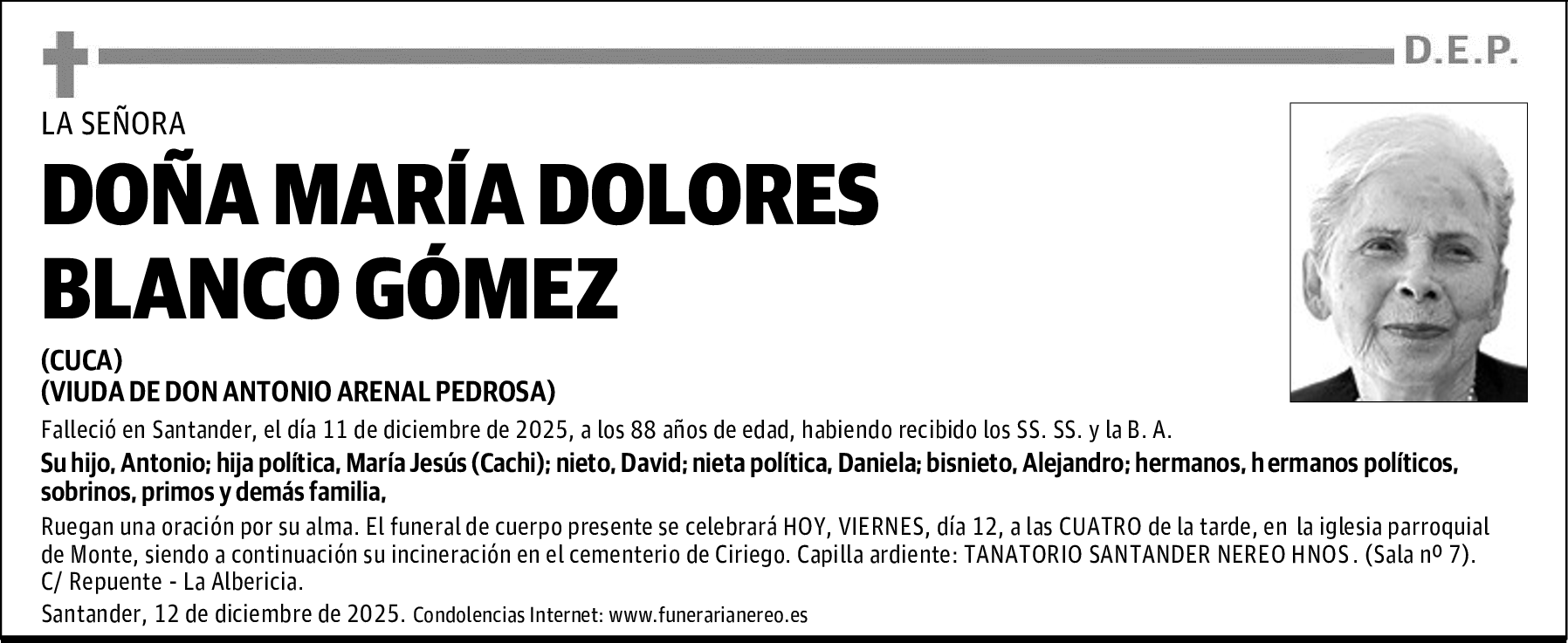 DOÑA MARÍA DOLORES BLANCO GÓMEZ