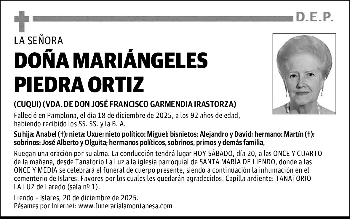 DOÑA MARIÁNGELES PIEDRA ORTIZ