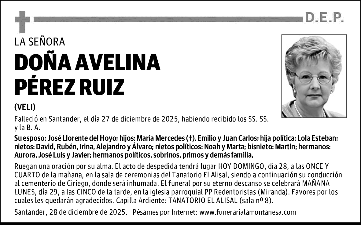 DOÑA AVELINA PÉREZ RUIZ