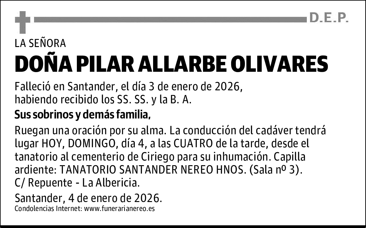 DOÑA PILAR ALLARBE OLIVARES