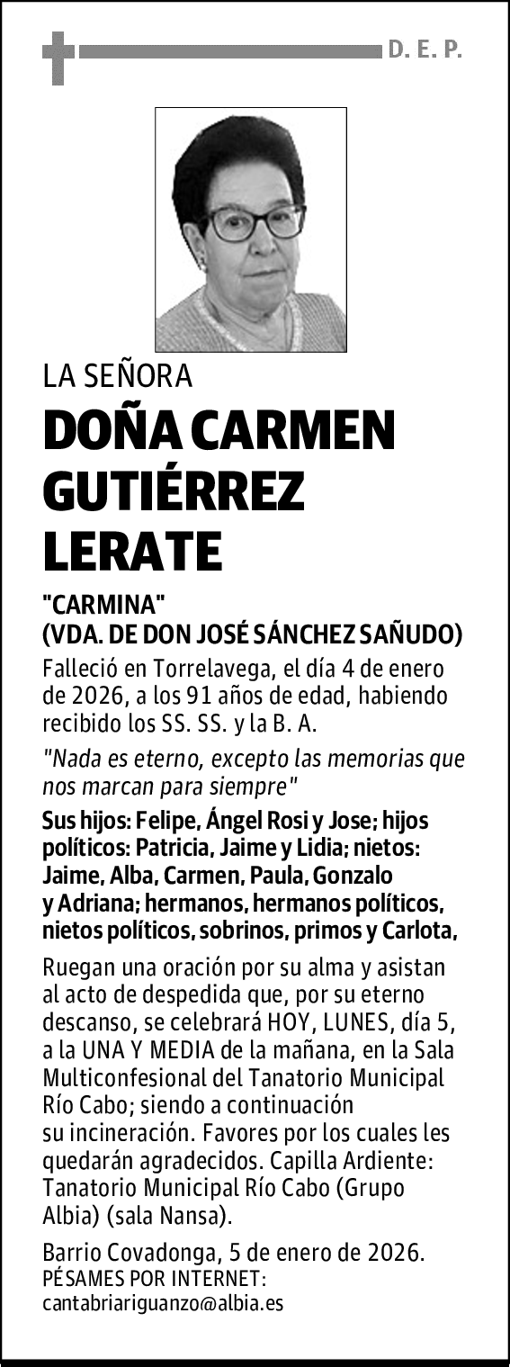 DOÑA CARMEN GUTIÉRREZ LERATE