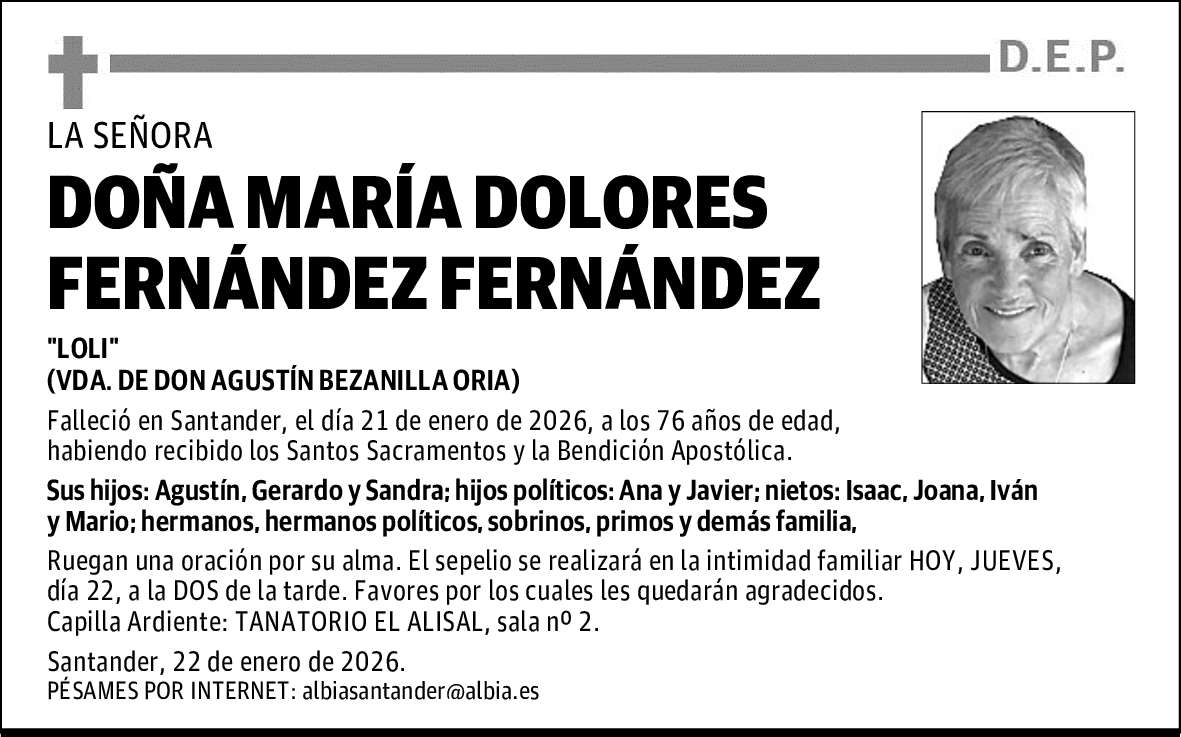 DOÑA MARÍA DOLORES FERNÁNDEZ FERNÁNDEZ