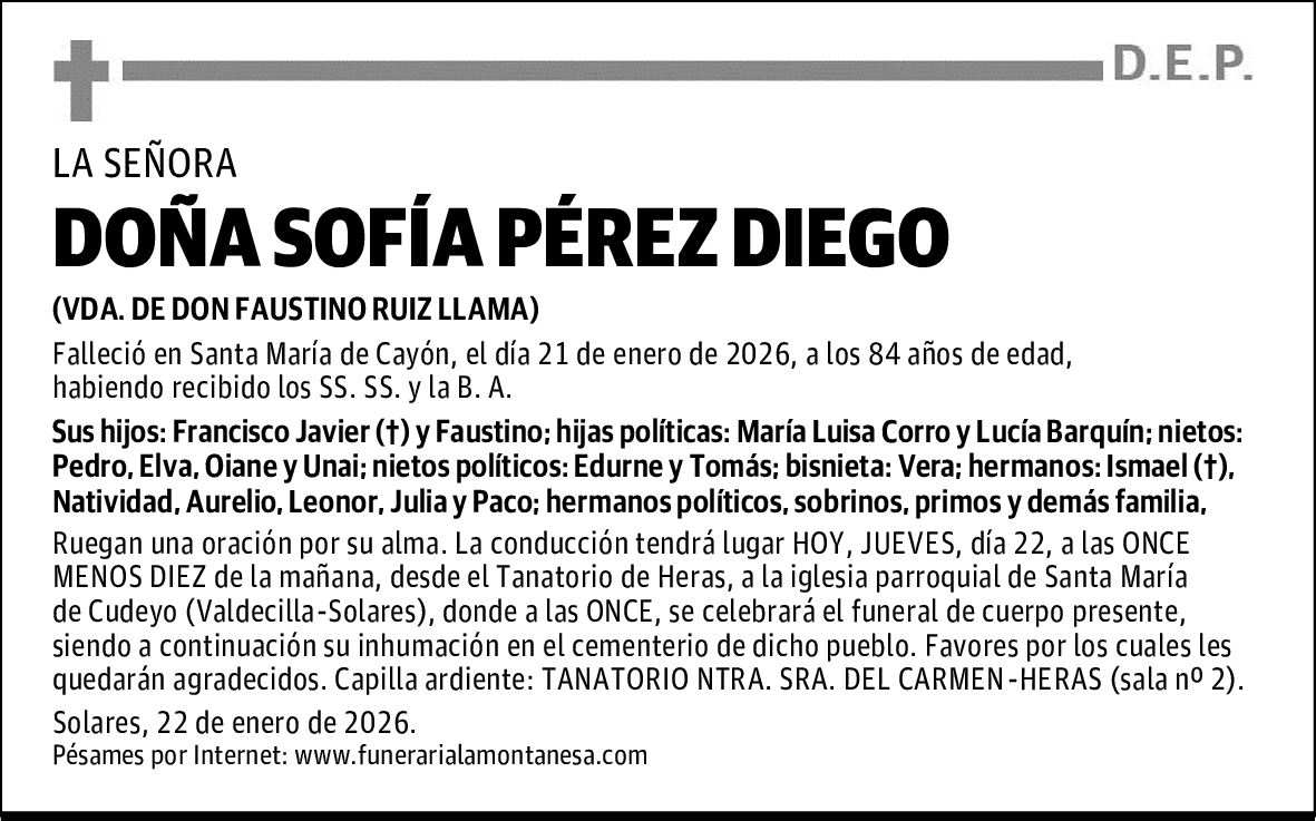 DOÑA SOFÍA PÉREZ DIEGO