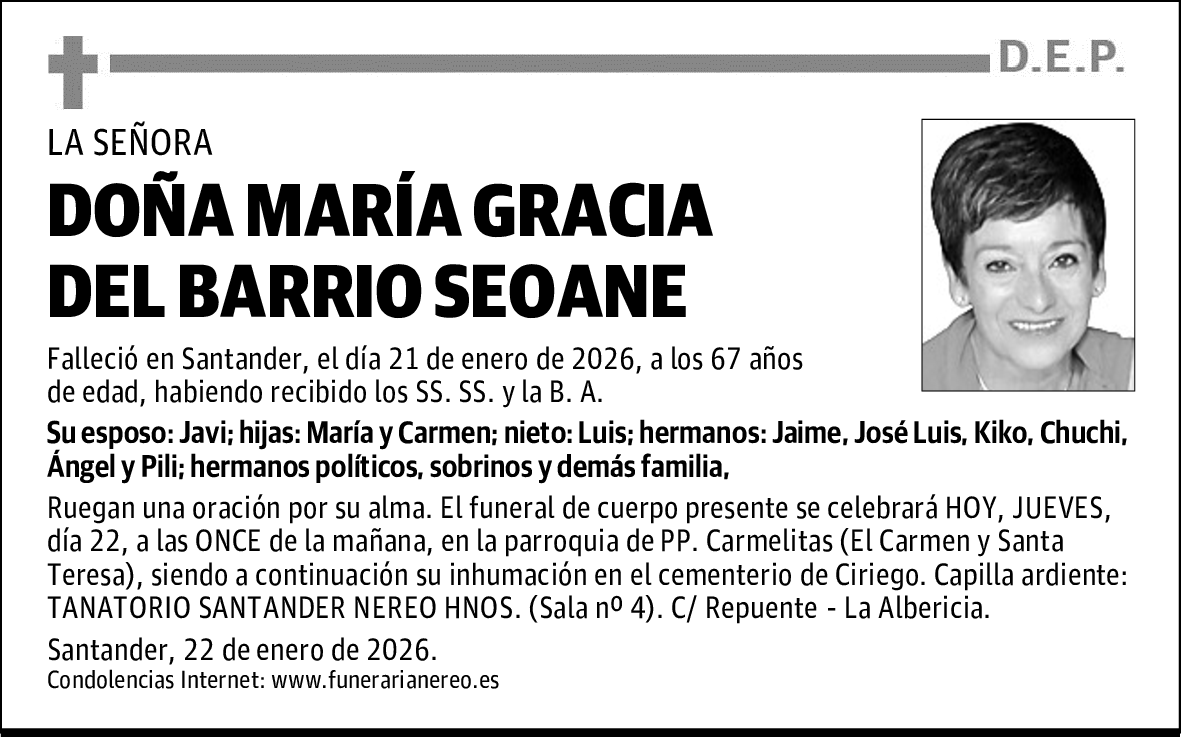 DOÑA MARÍA GRACIA DEL BARRIO SEOANE