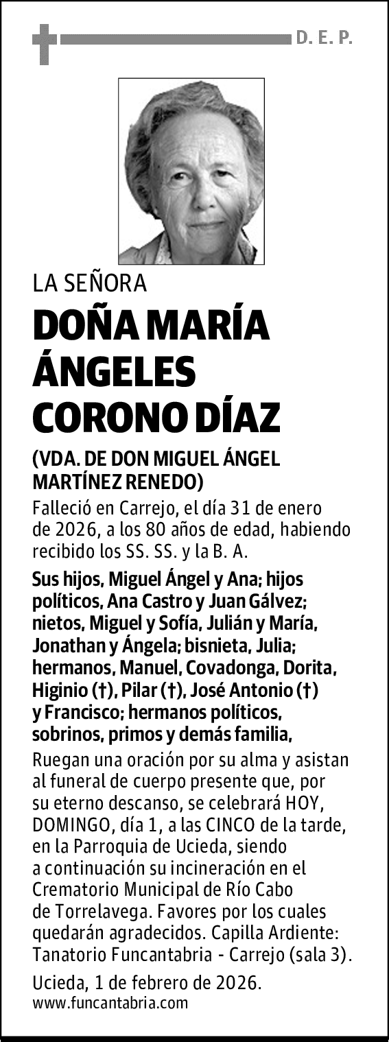 DOÑA MARÍA ÁNGELES CORONO DÍAZ
