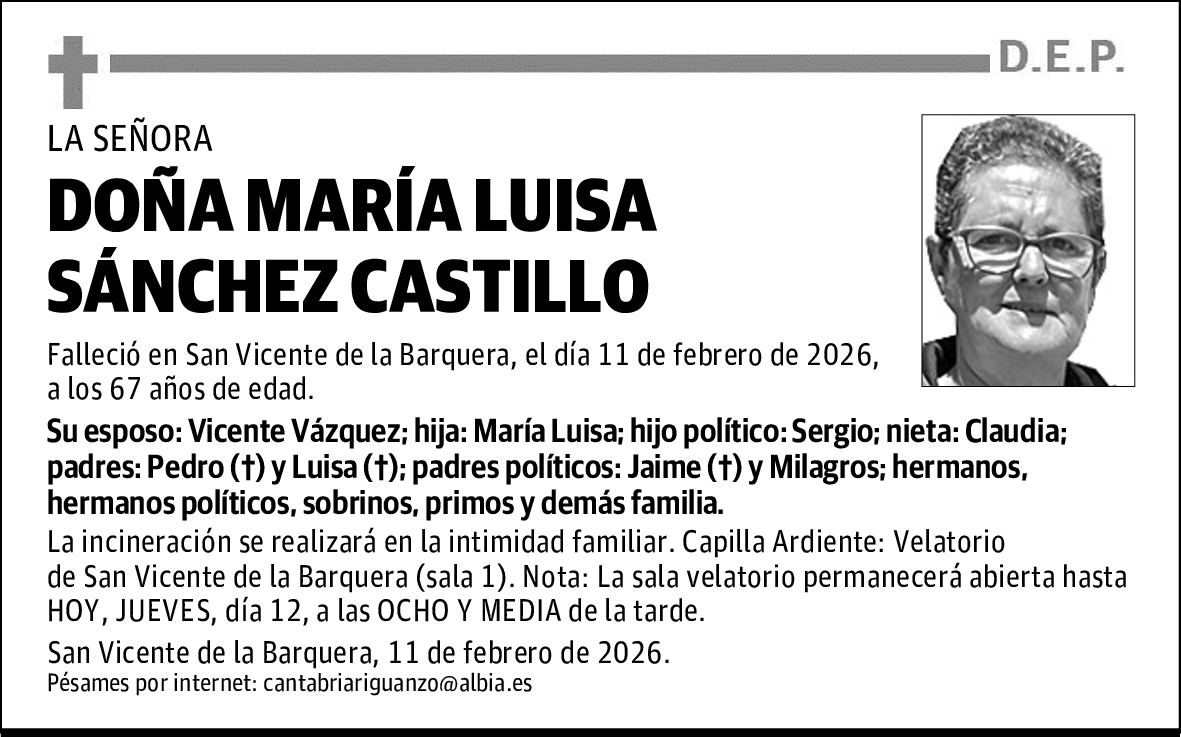 DOÑA MARÍA LUISA SÁNCHEZ CASTILLO