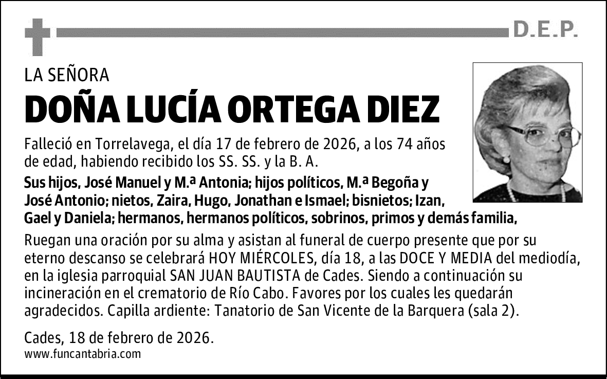 DOÑA LUCÍA ORTEGA DIEZ