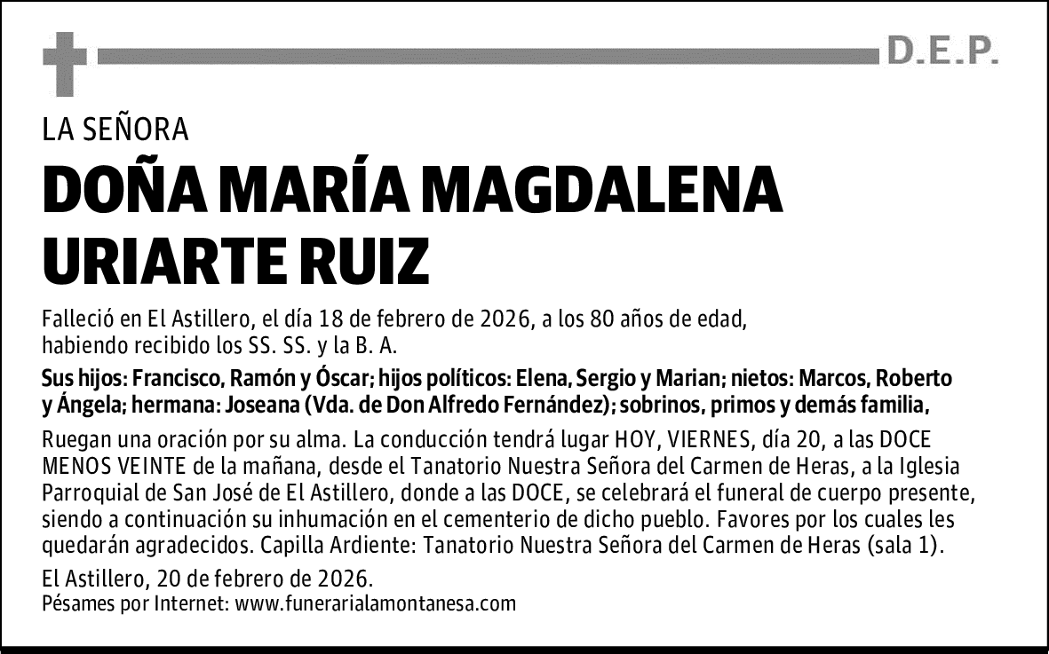 DOÑA MARÍA MAGDALENA URIARTE RUIZ