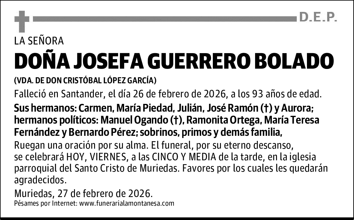 DOÑA JOSEFA GUERRERO BOLADO