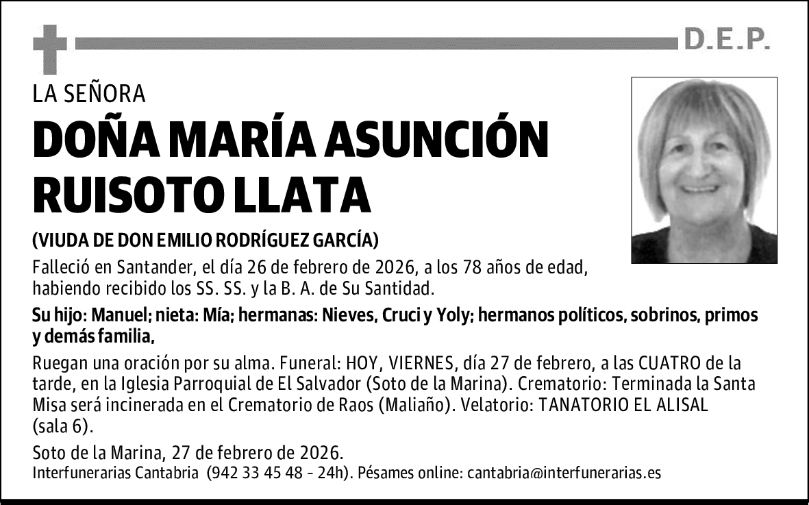 DOÑA MARÍA ASUNCIÓN RUISOTO LLATA