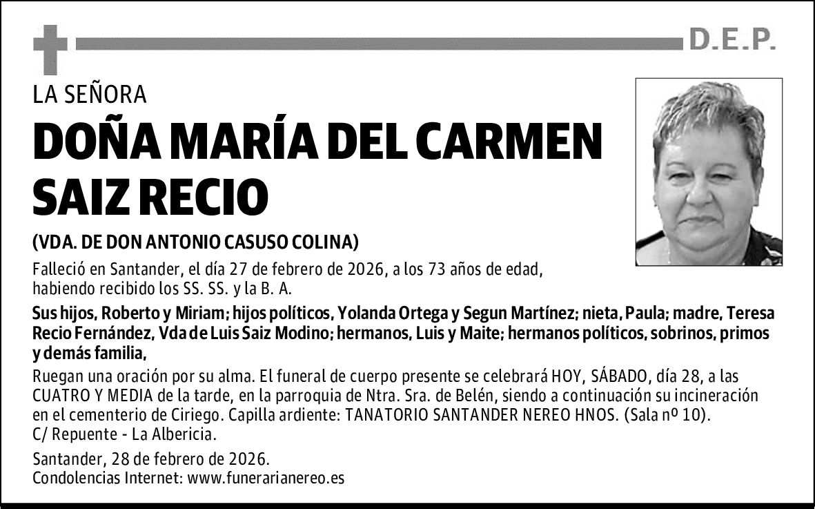 DOÑA MARÍA DEL CARMEN SAIZ RECIO