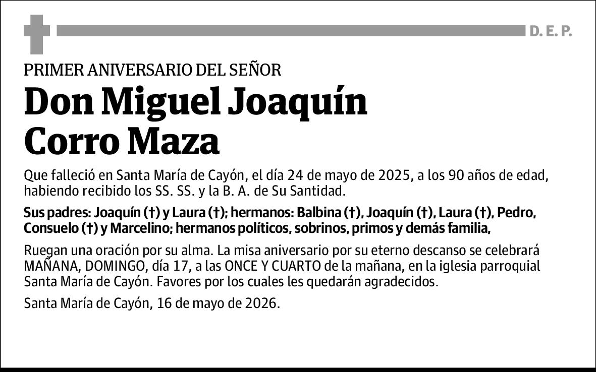 Miguel Joaquin Corro Maza