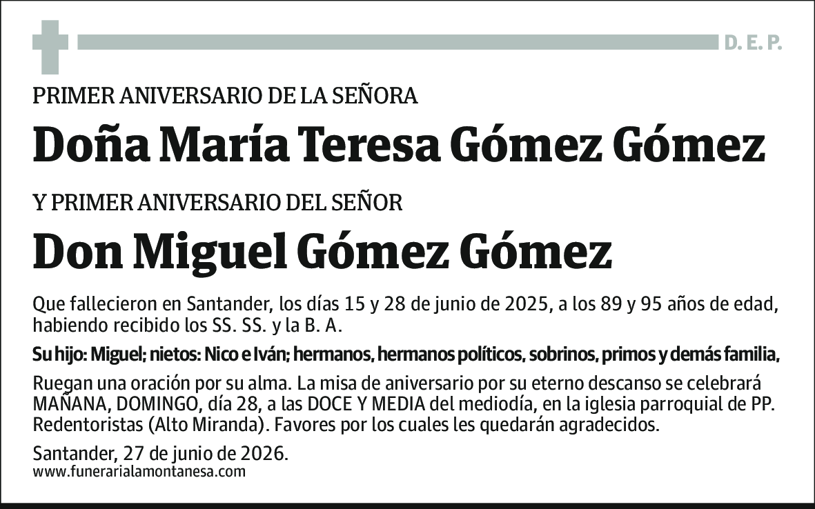 María Teresa y Miguel Gómez Gómez