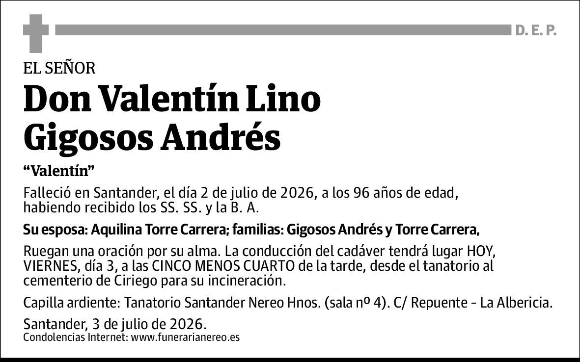 Valentín Lino Gigosos Andrés