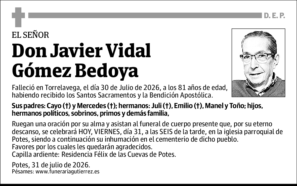 Javier Vidal Gómez Bedoya