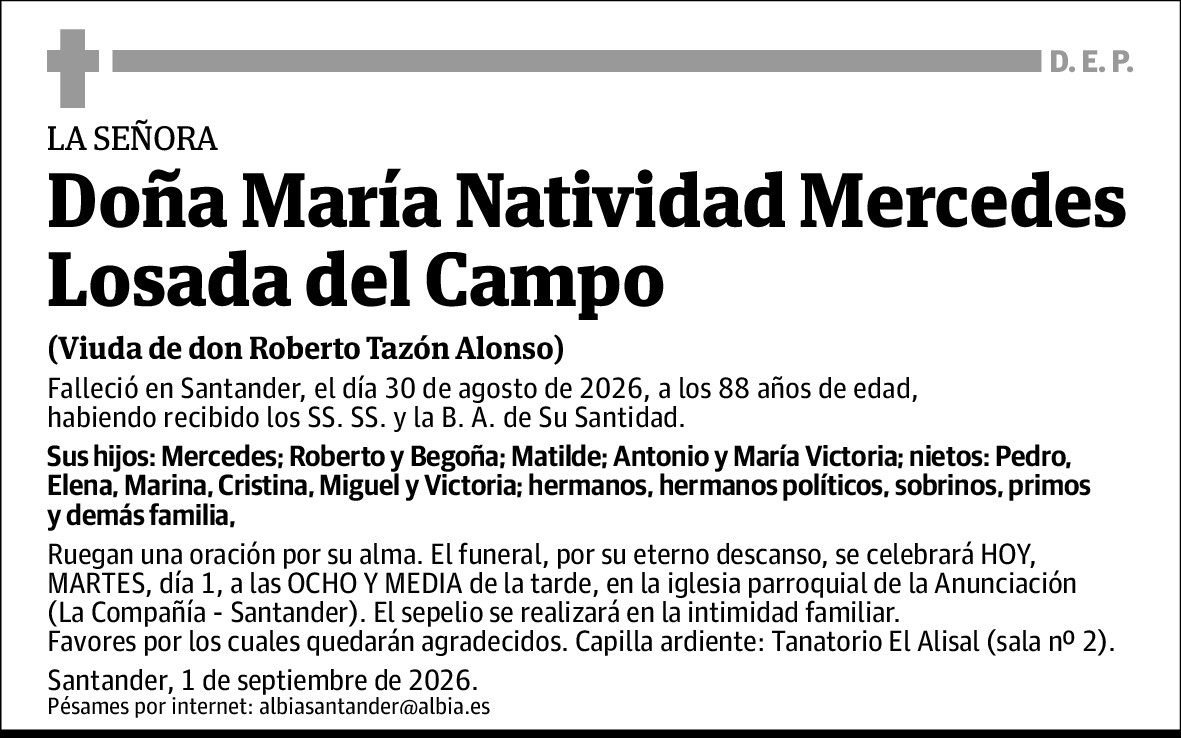 María Natividad Mercedes Losada del Campo