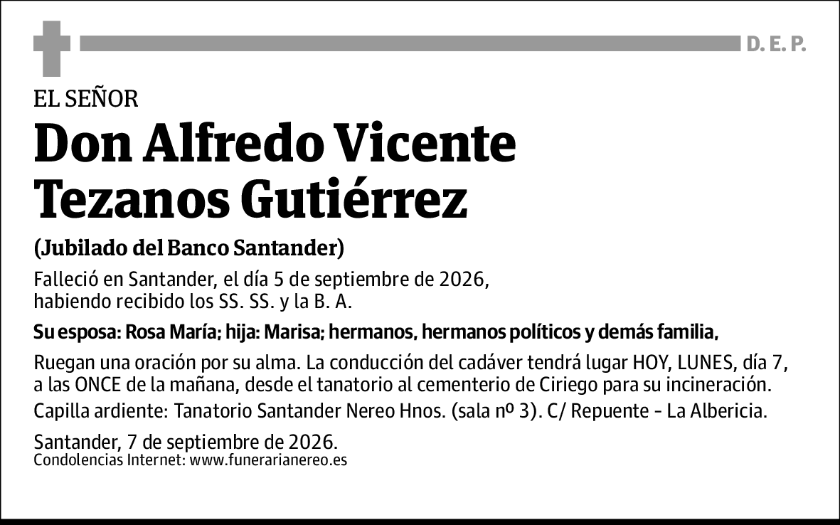 Alfredo Vicente Tezanos Gutiérrez