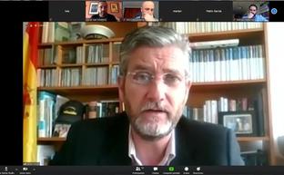 Javier Ceruti, en la rueda de prensa virtual de esta mañana./